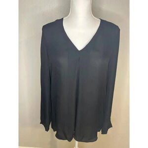 Theory 100% silk v neck semi sheer long sleeve blouse  women's size S
